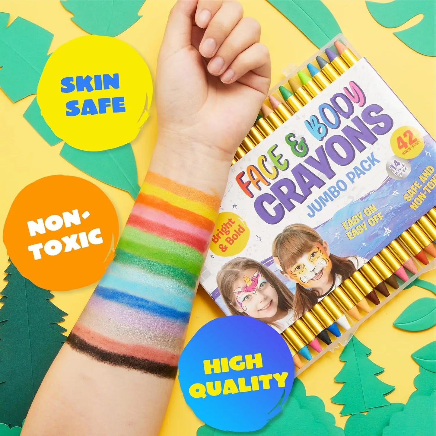 Joyfy 42-Piece Face And Body Paint Crayon Set For Parties