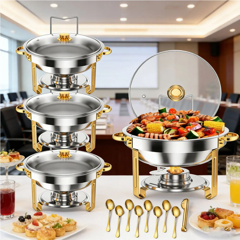 HiMISS Stainless Steel Chafing Dish Buffet Set With Glass Lids
