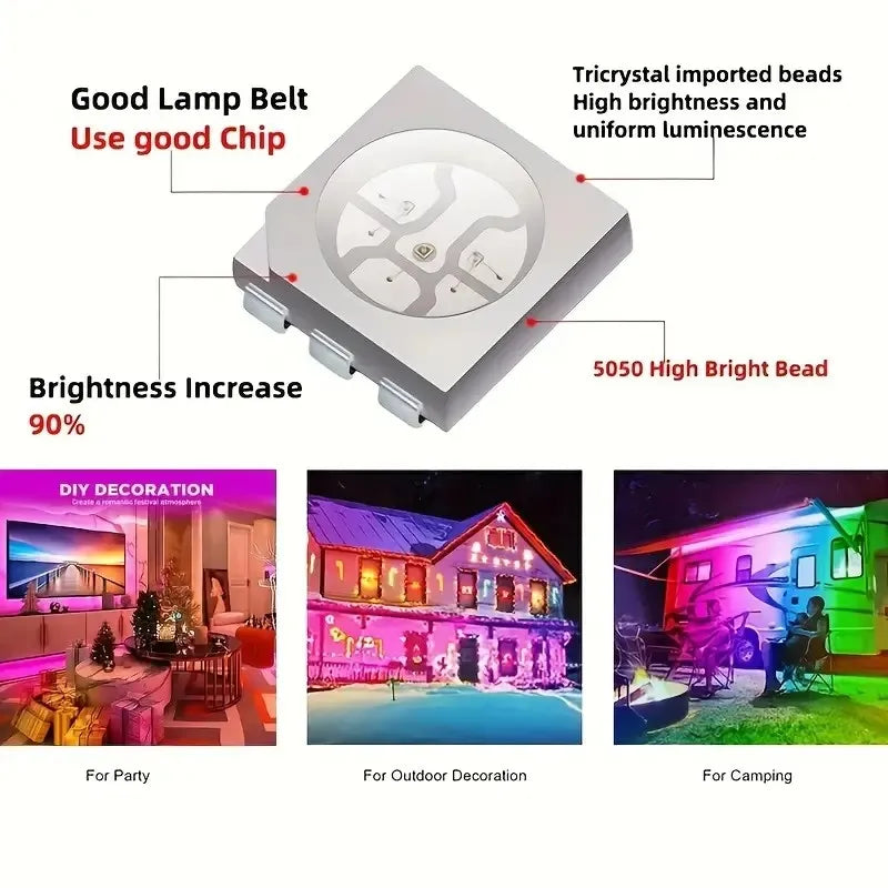 GOOLOOK RGB LED Strip With Bluetooth Controller Flexible Tape