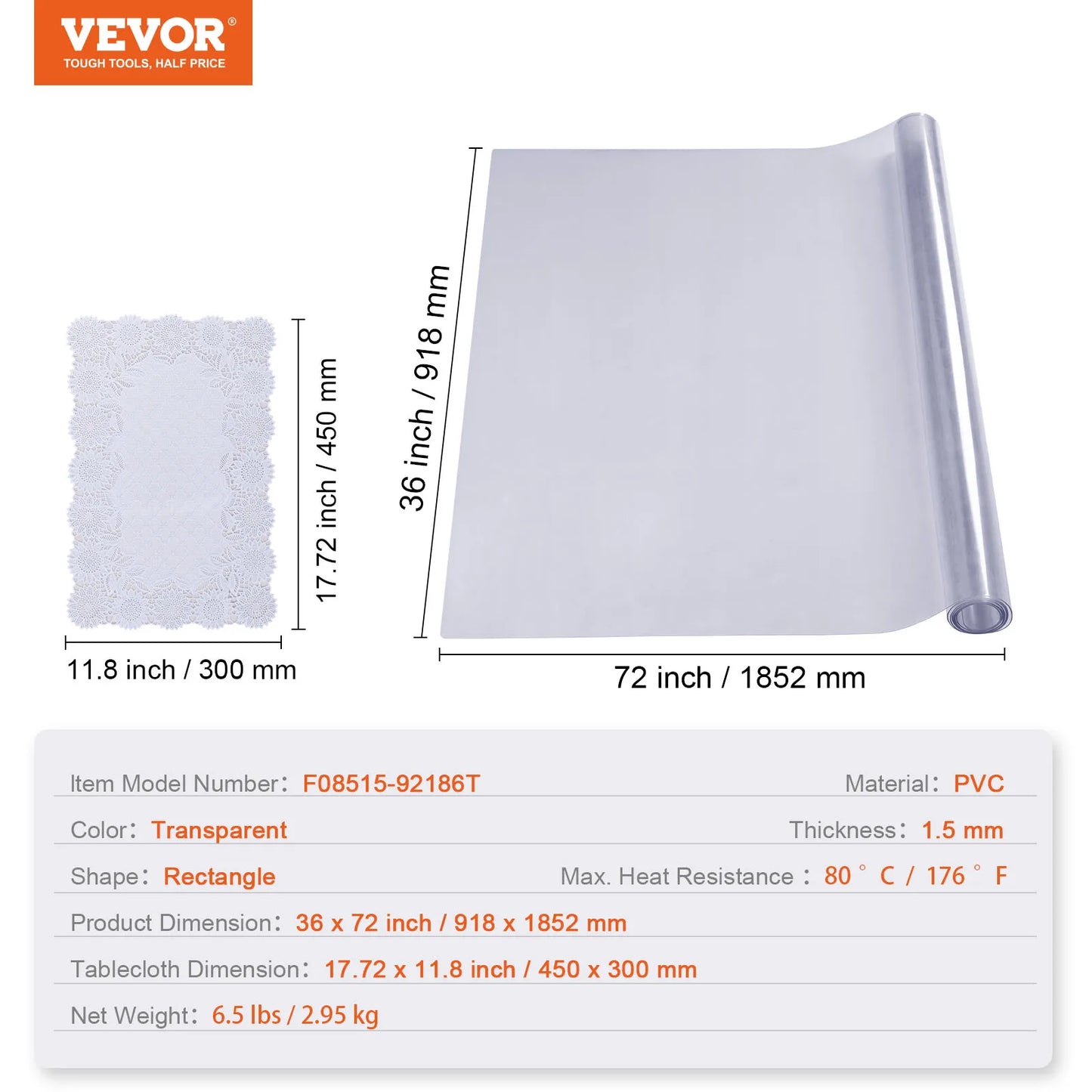Transparent PVC Tablecloth Waterproof Oil Proof Protector For Tables