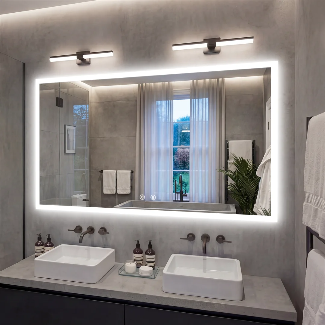 LUVODI LED Rectangular Wall Mount Vanity Mirror Defog 3 Temp