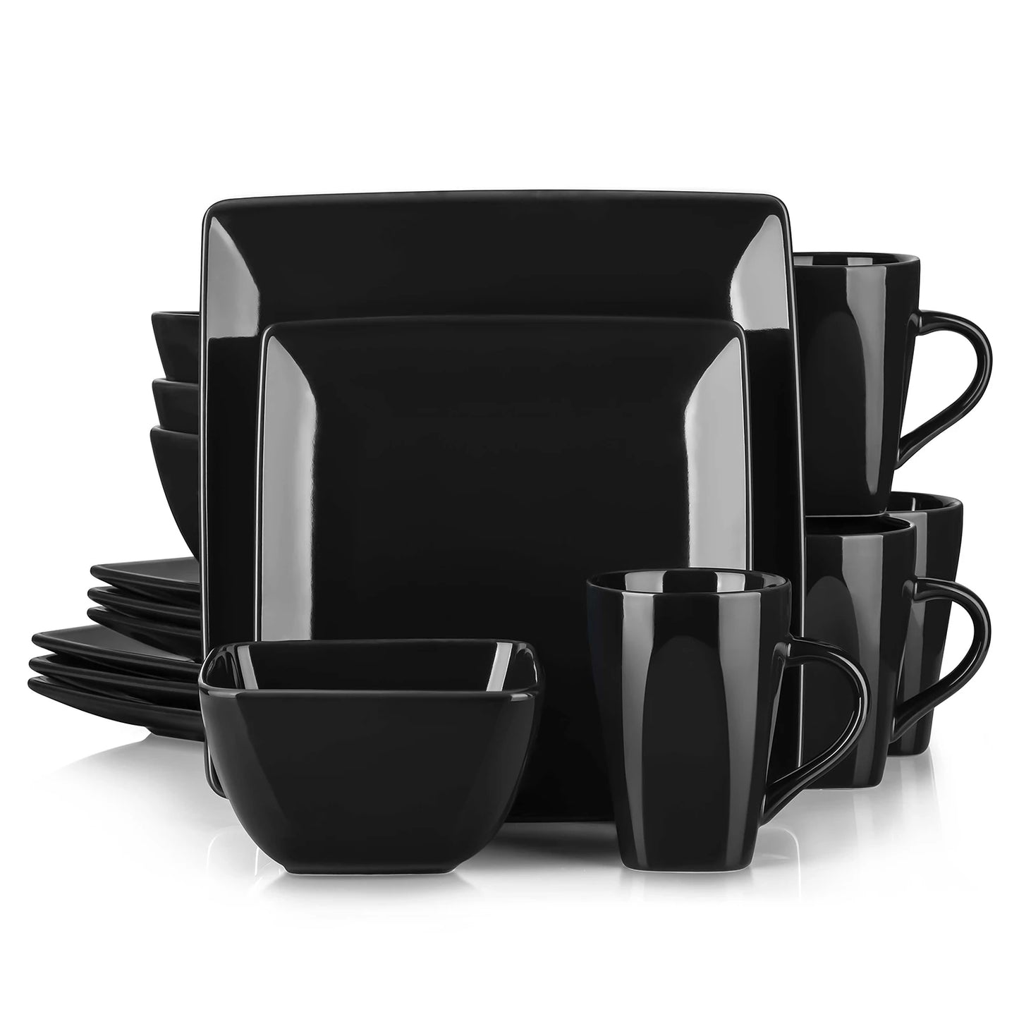 Malacasa Premium Square Ceramic Dinnerware Set For Dining Tables