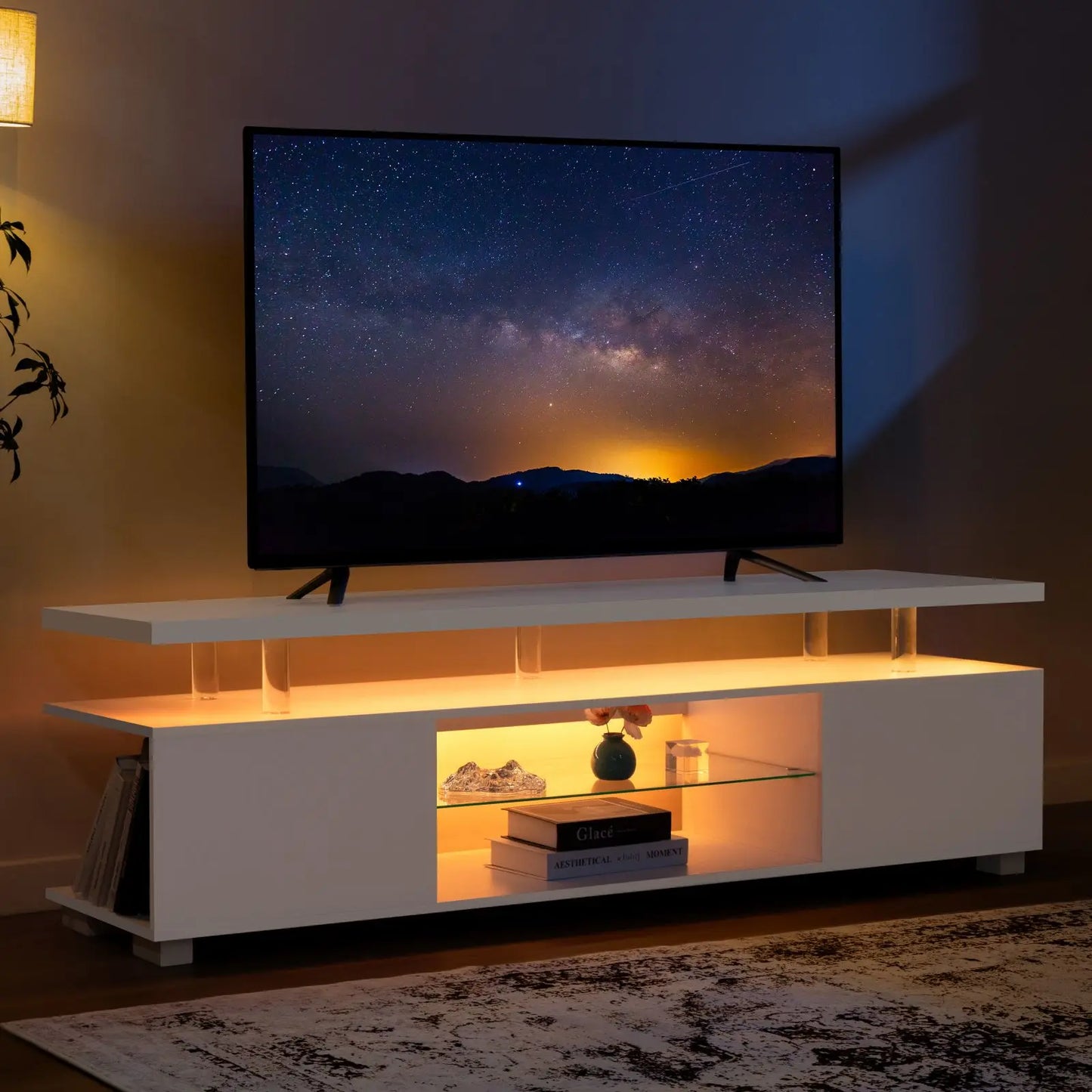 Cubehom LED TV Stand Entertainment Center With Storage