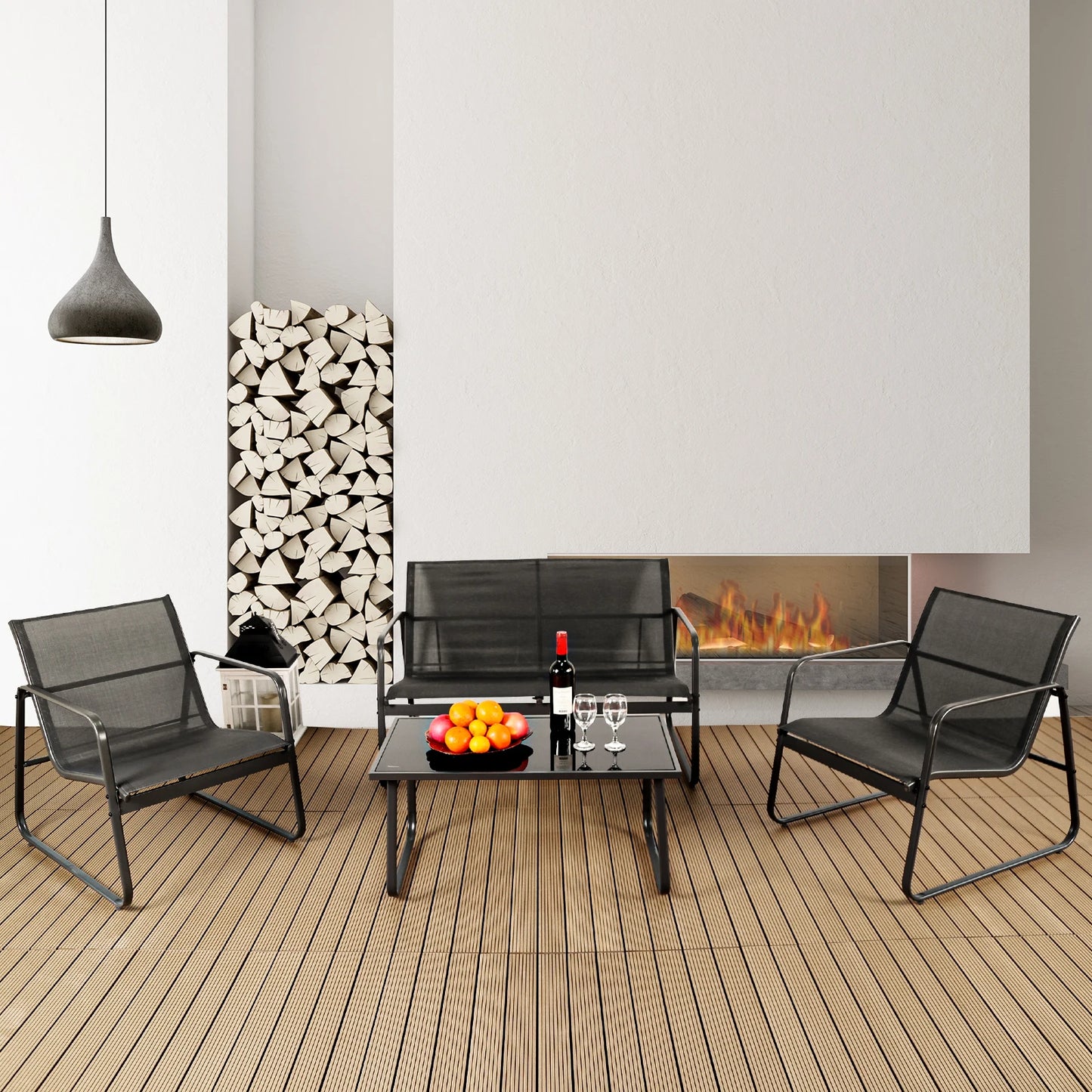 JHK Outdoor Patio Furniture Set With Metal Frame