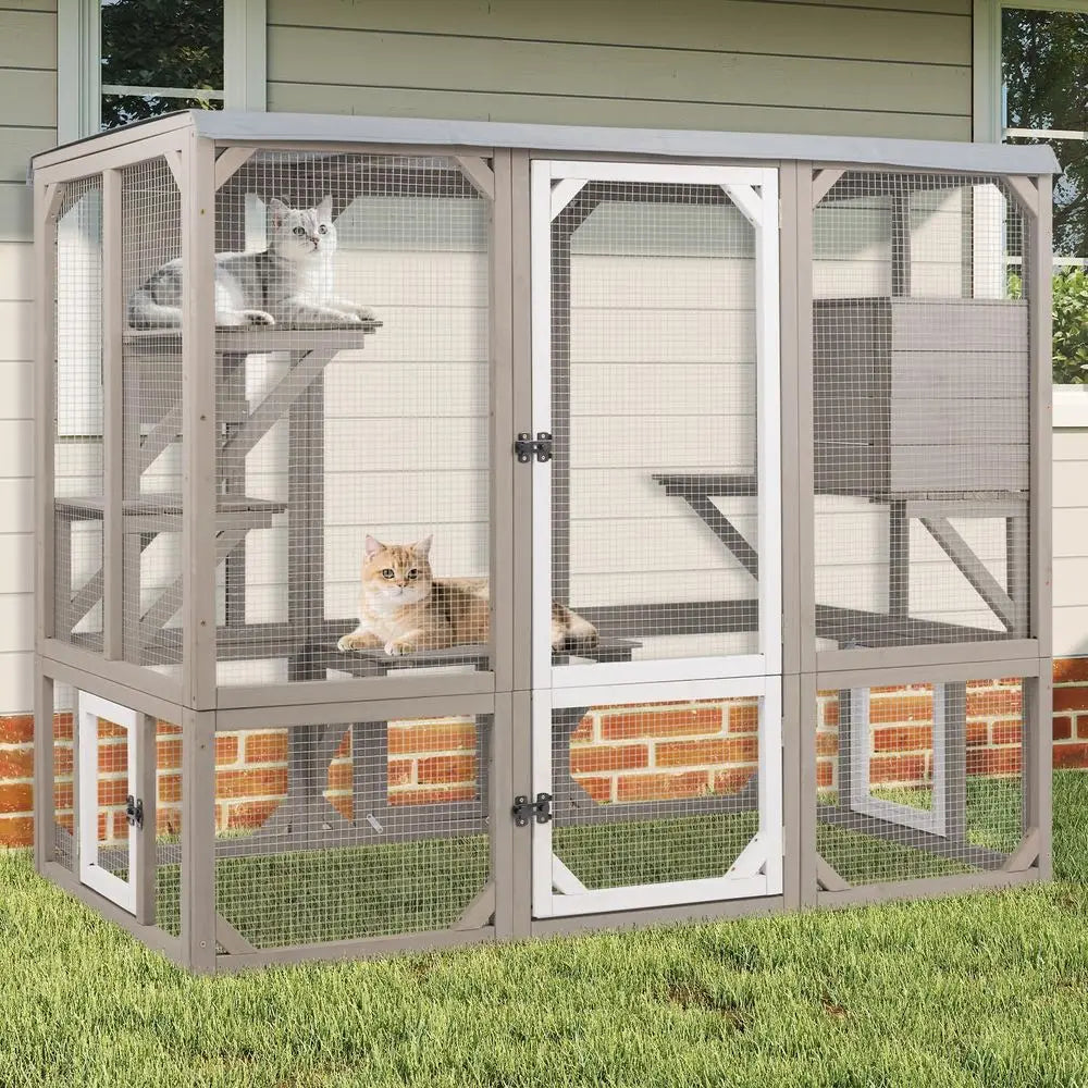 Weather Resistant Outdoor Cat Catio With Multiple Secure Platforms