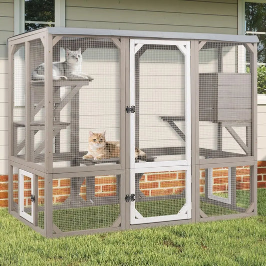 Weather Resistant Outdoor Cat Catio With Multiple Secure Platforms