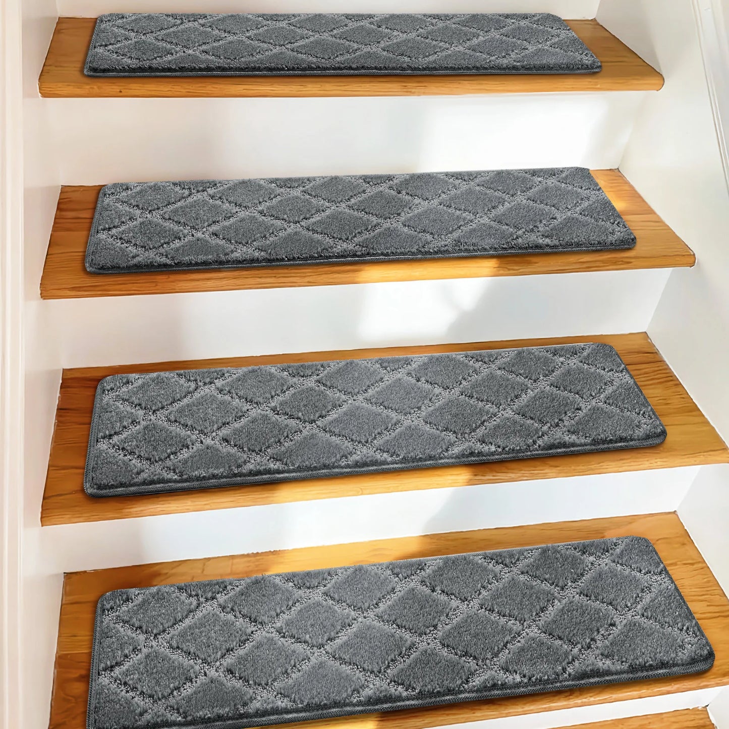 Luxury Carpet Stair Treads – Tape Free Non-Slip Indoor Stair Protectors, Pet-Friendly, Skid Resistant, Washable & Reusable