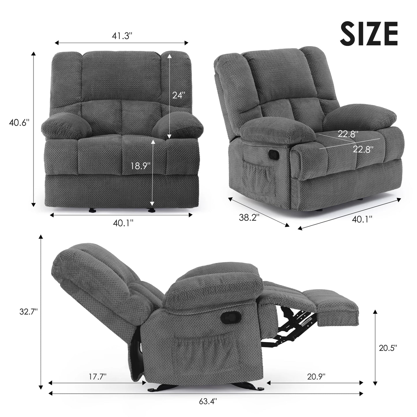 Farini Oversized Rocker Recliner Chair For Home Theater Seating