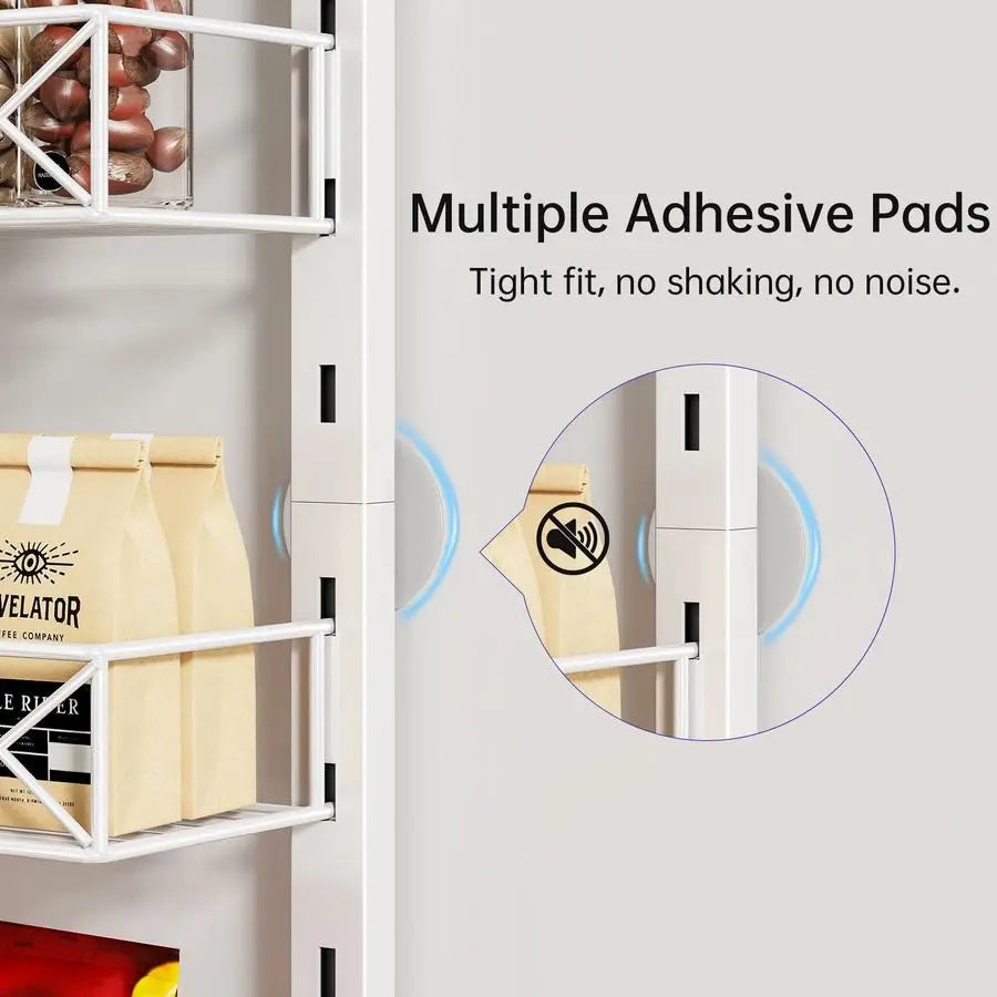 Over The Door Organizer 6 Tier Pantry Door Shelf With Adjustable Basket