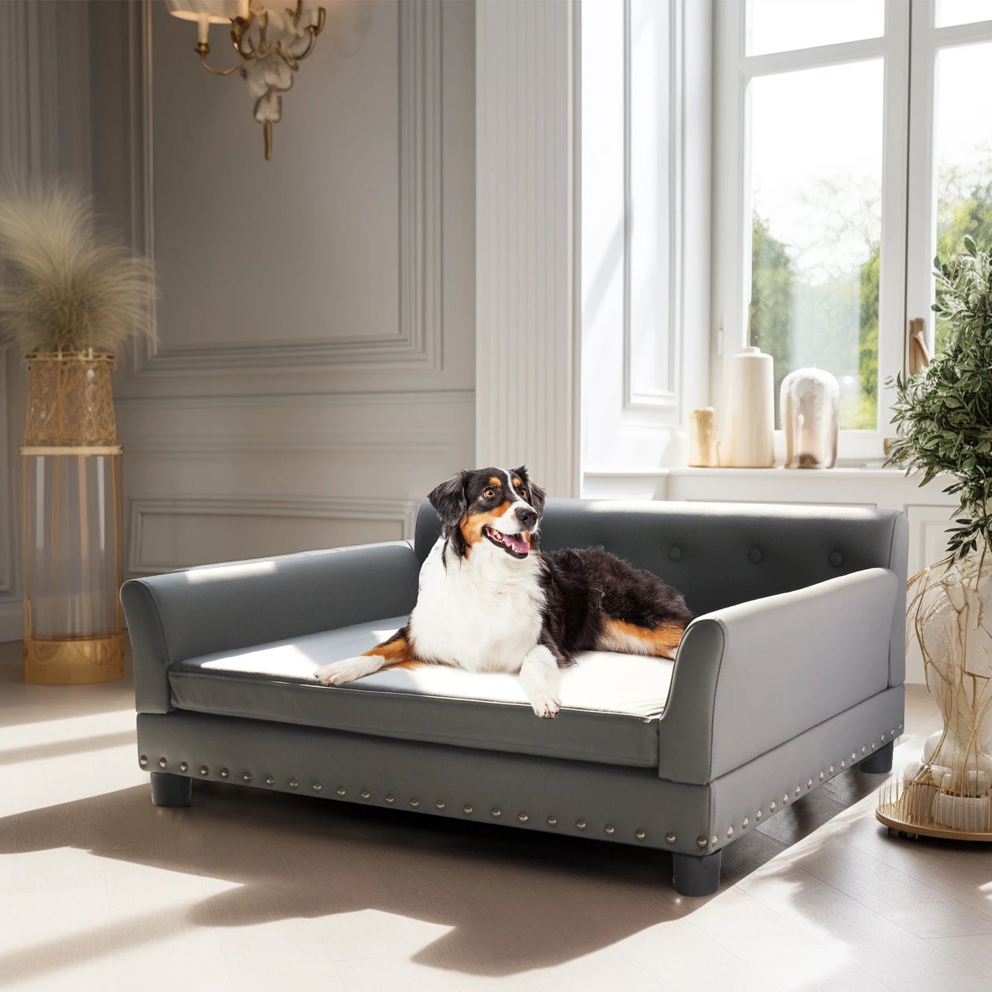 Bingopaw Elevated Pet Sofa Bed With Removable Microfiber Cushion