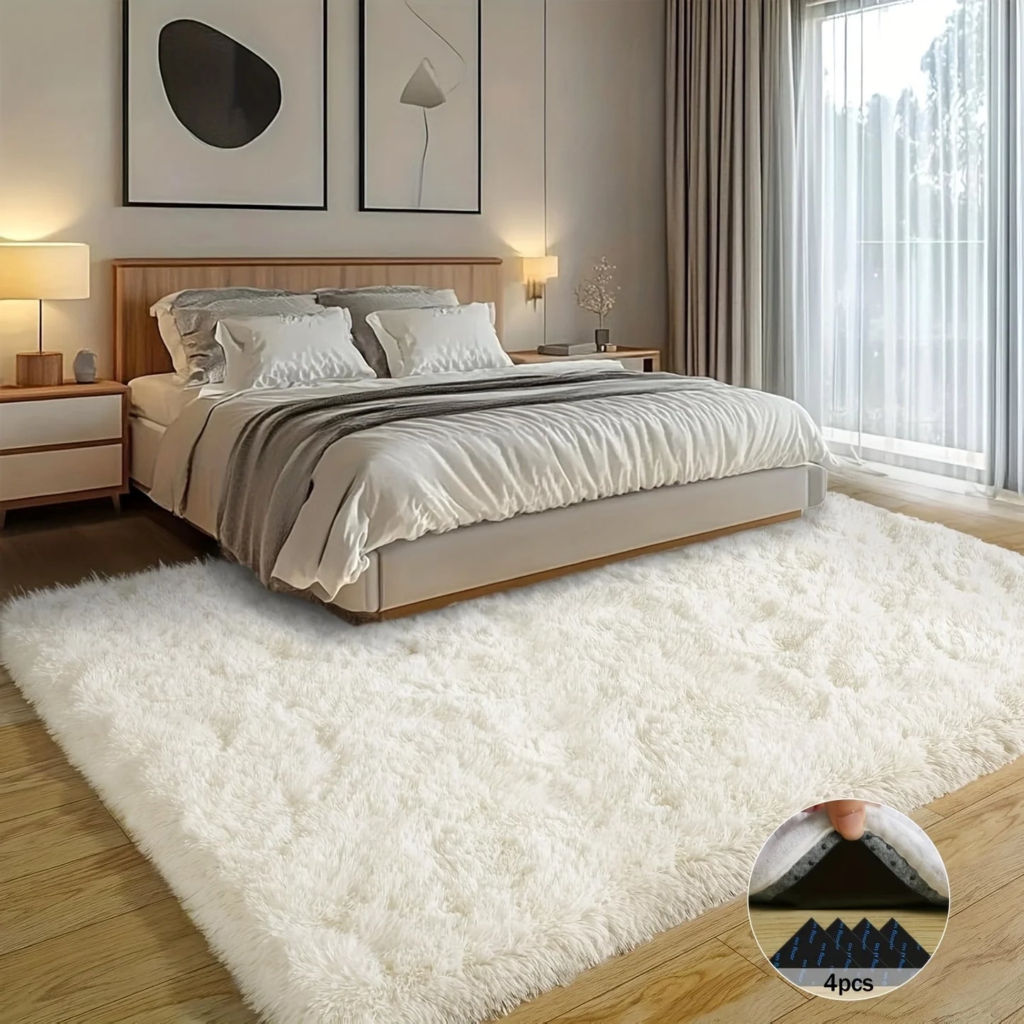 Soft Shaggy Non Slip Rugs For Living Room And Bedroom