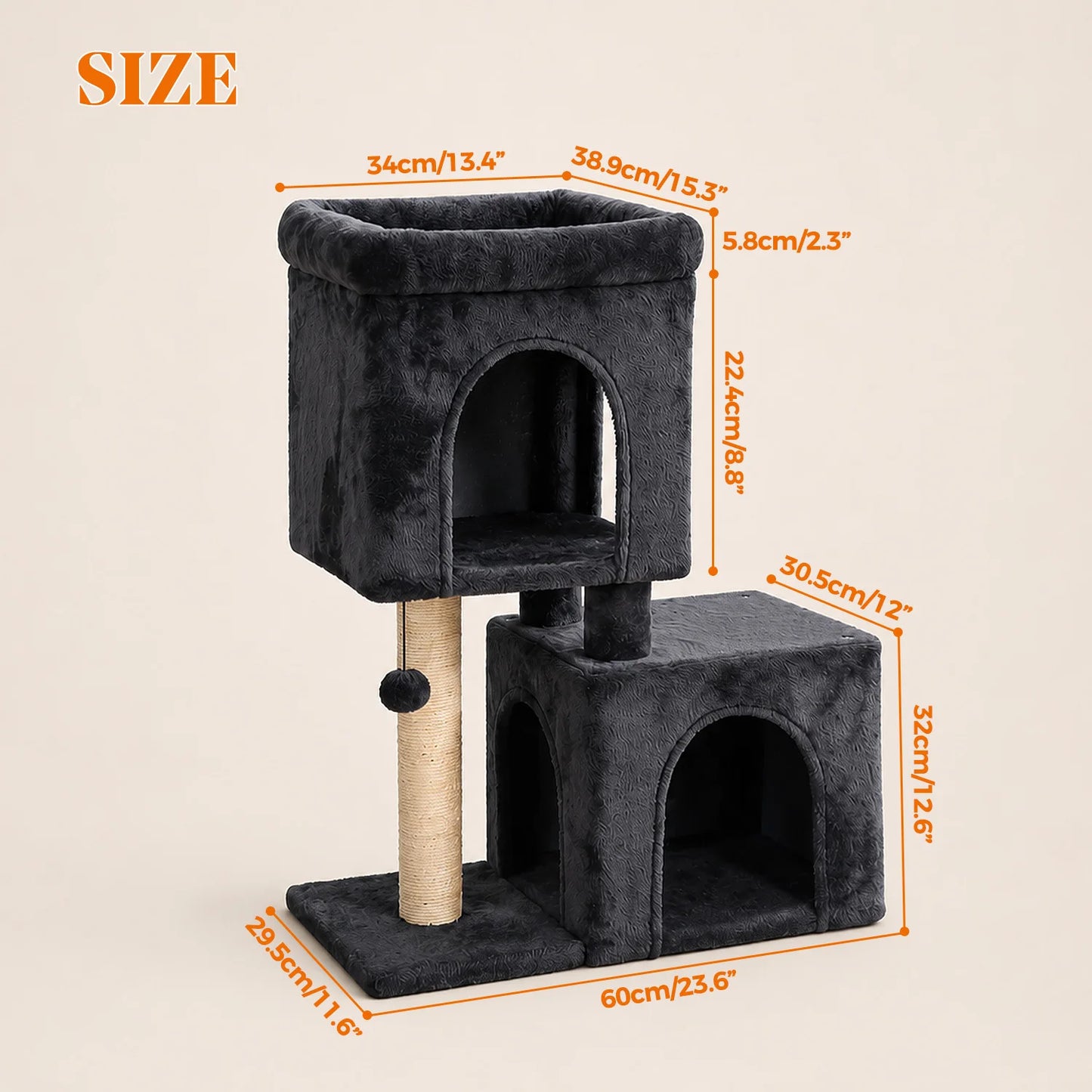 Pawz Road Cat Tower With Dual Condos And Sisal Scratching Post
