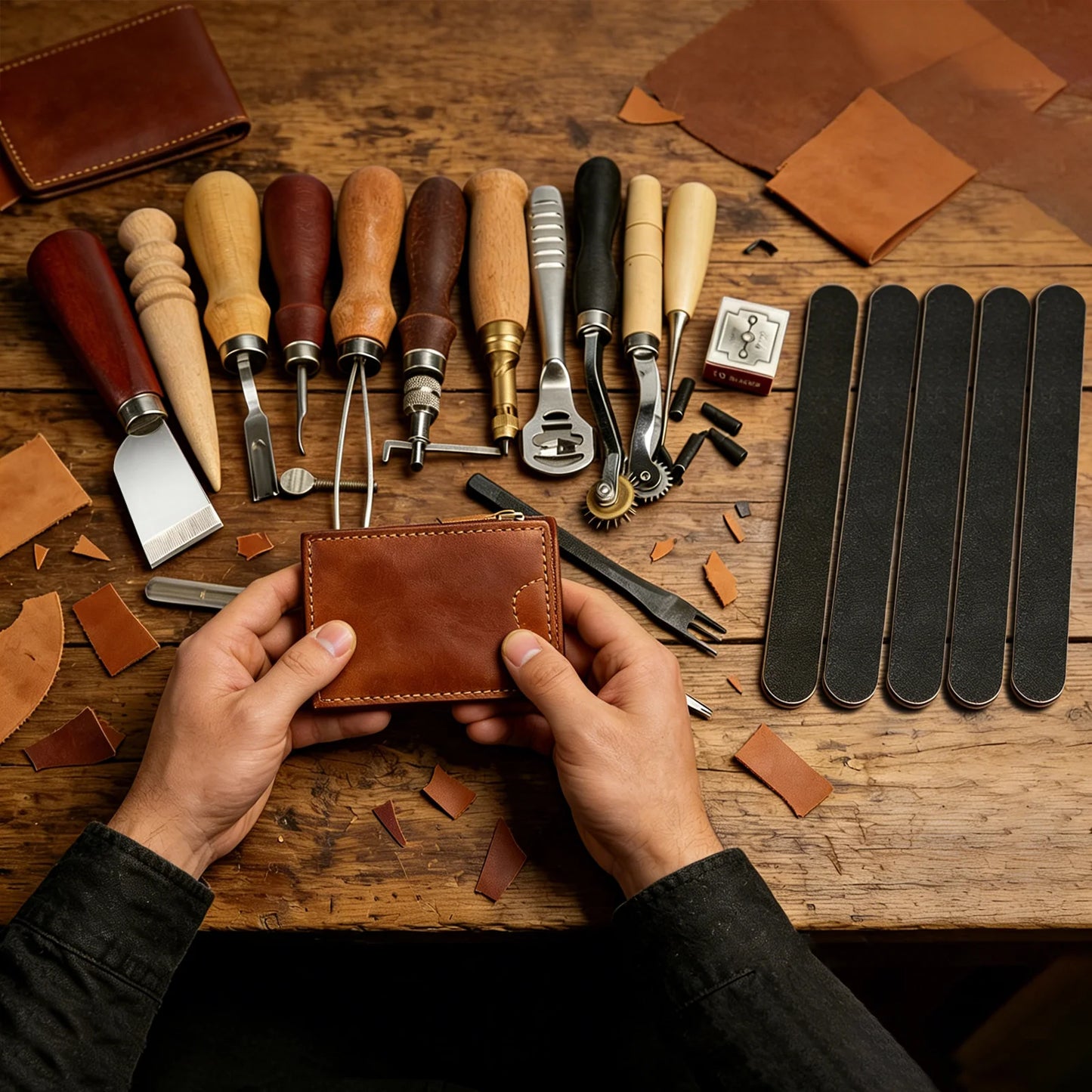 Bymaocar Leather Tools Kit 19 Pcs With Stainless Steel Blades