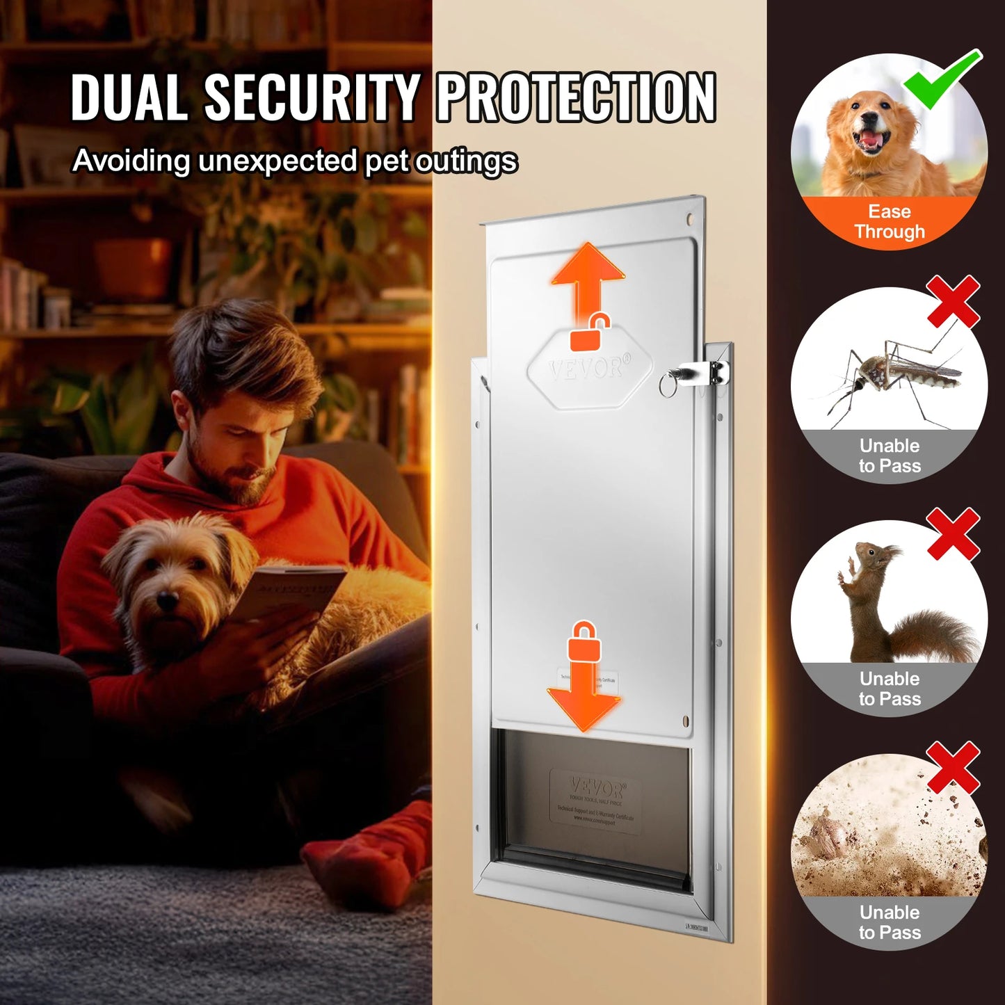 SucceBuy Aluminum Frame Pet Door With Locking Flap