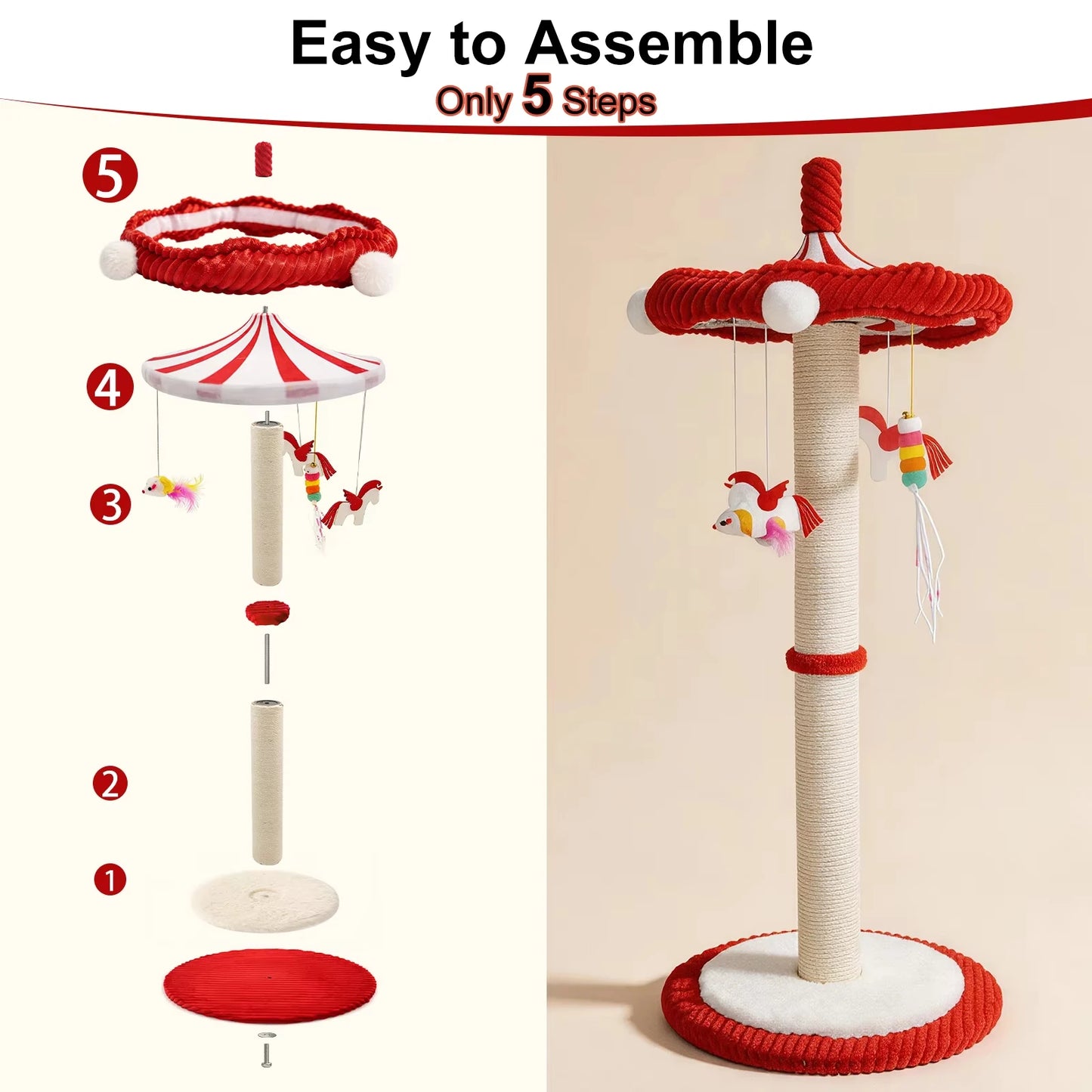 CWV Interactive Cat Tree With Rotating Feather Teaser