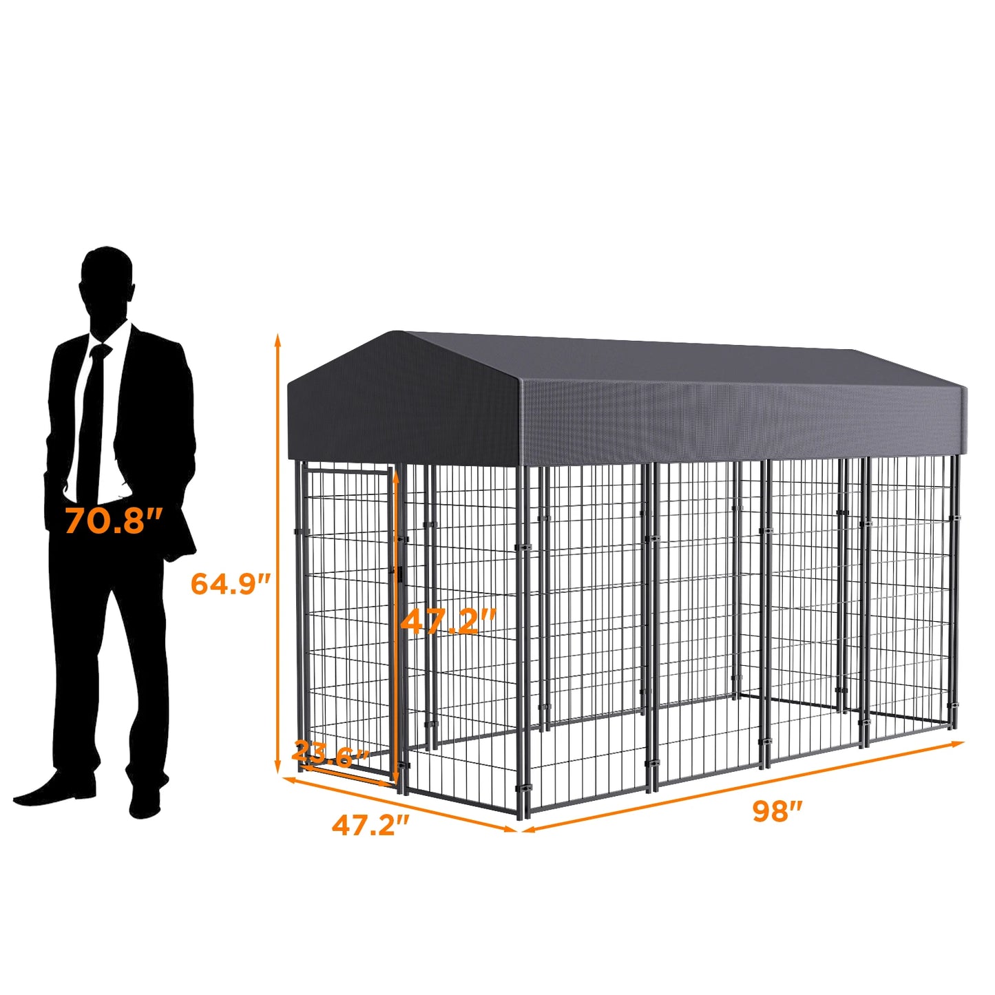 BINGOPAW Large Dog Kennel Welded Wire Crate With UV Cover