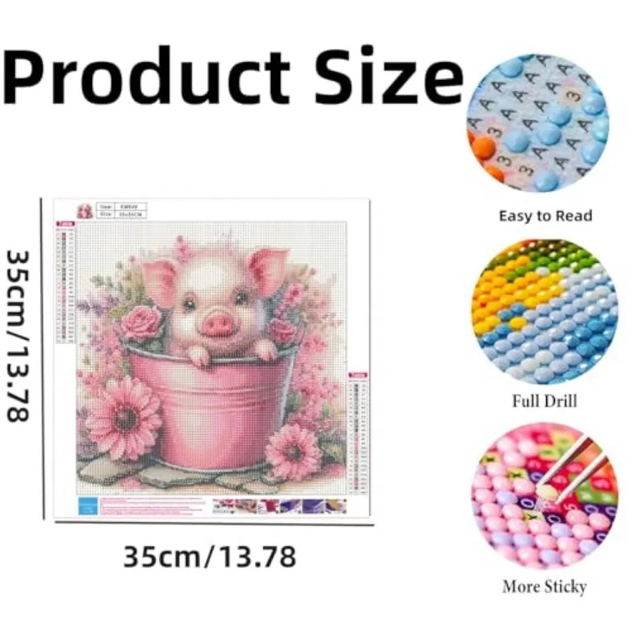 Diamond Art Kit For Adults Cute Pig 5D Diamond Painting
