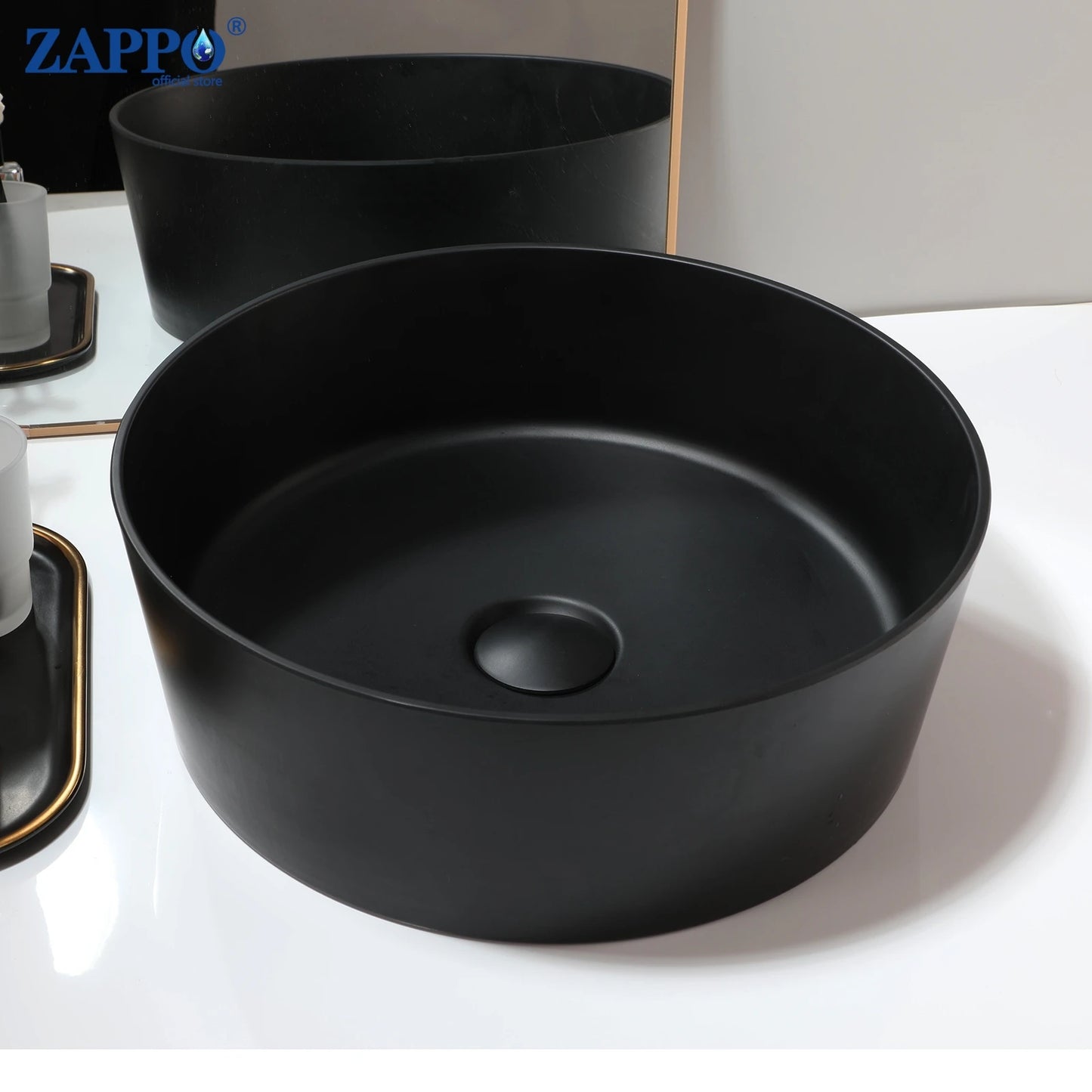 Mekkhal Stone Resin Above Counter Vessel Sink With Drain