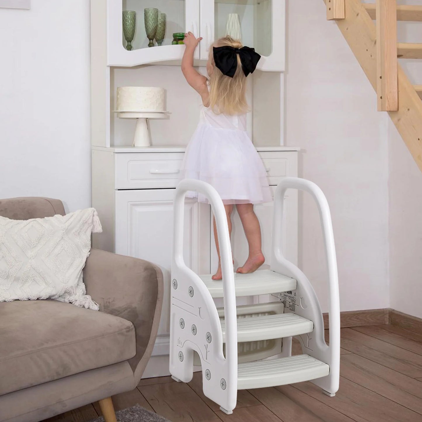 Toddler Step Stool With Handles Plastic Three Step Stool