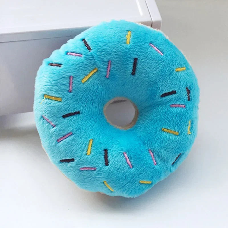 PetMundo Soft Donut Dog Toys Plush Squeaky Interactive Chew Toy