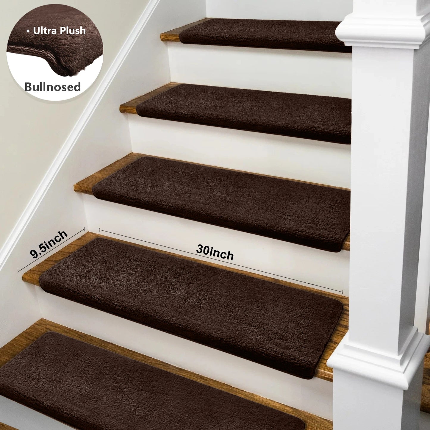 Bullnose Non Slip Stair Treads Self Adhesive Carpet Mats