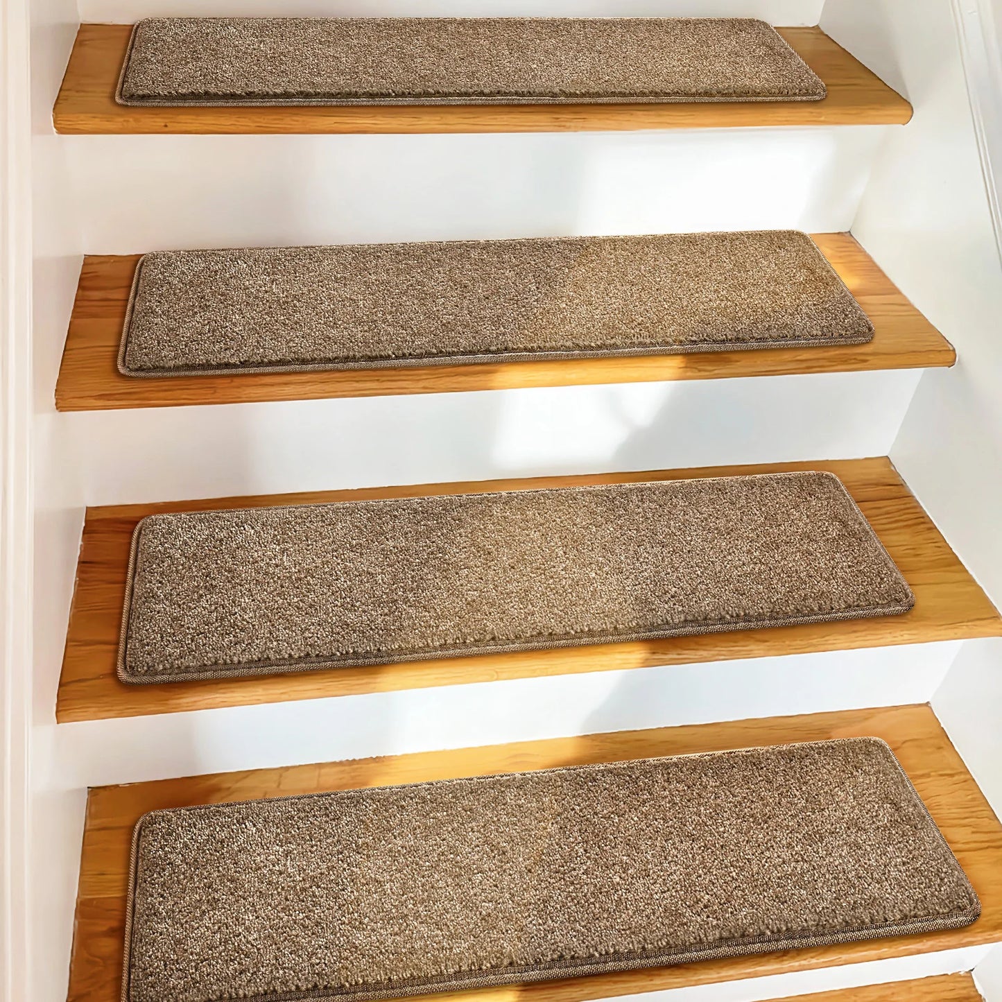 Luxury Carpet Stair Treads – Tape Free Non-Slip Indoor Stair Protectors, Pet-Friendly, Skid Resistant, Washable & Reusable