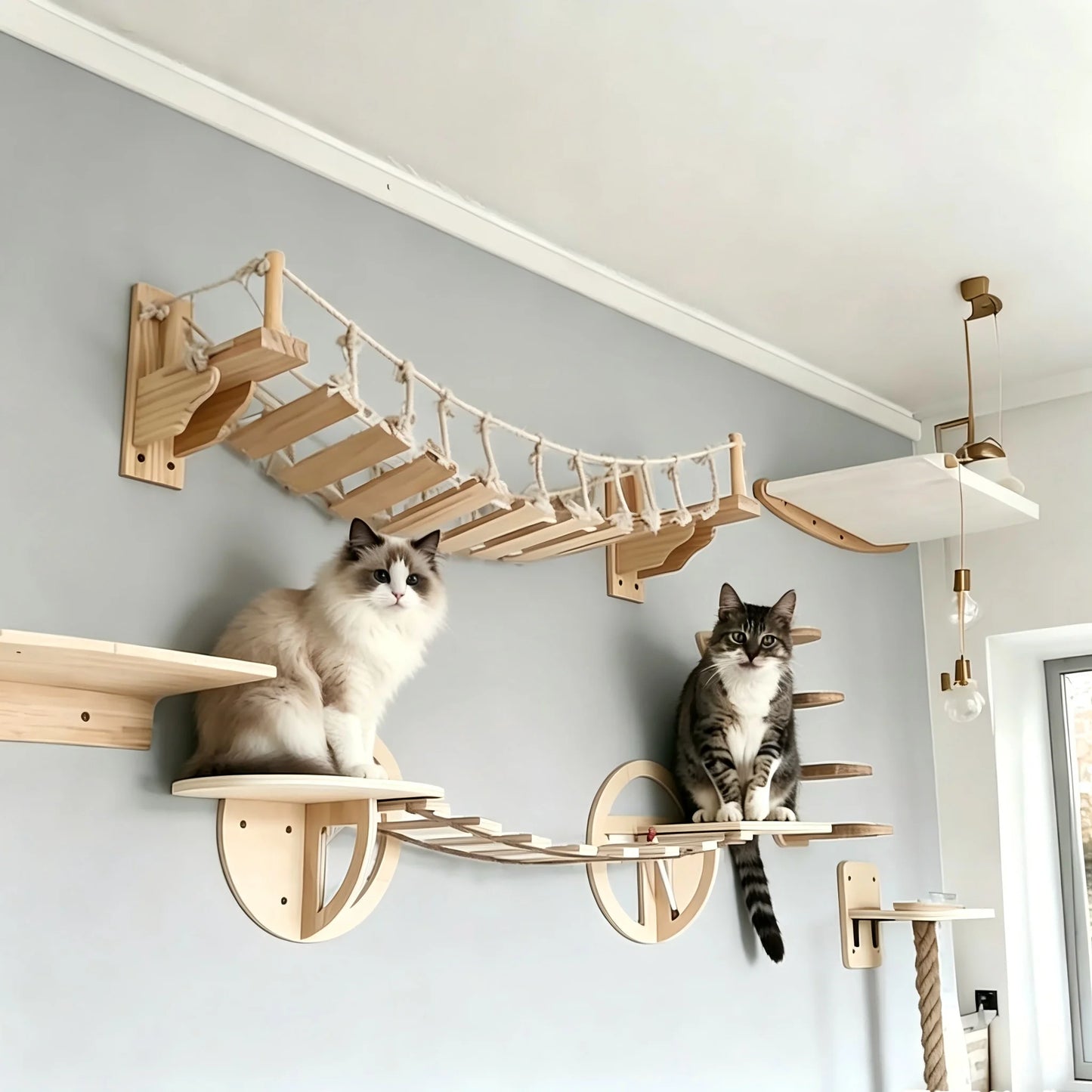 Wall Mounted Cat Roped Bridge With Sisal For Indoor Cats