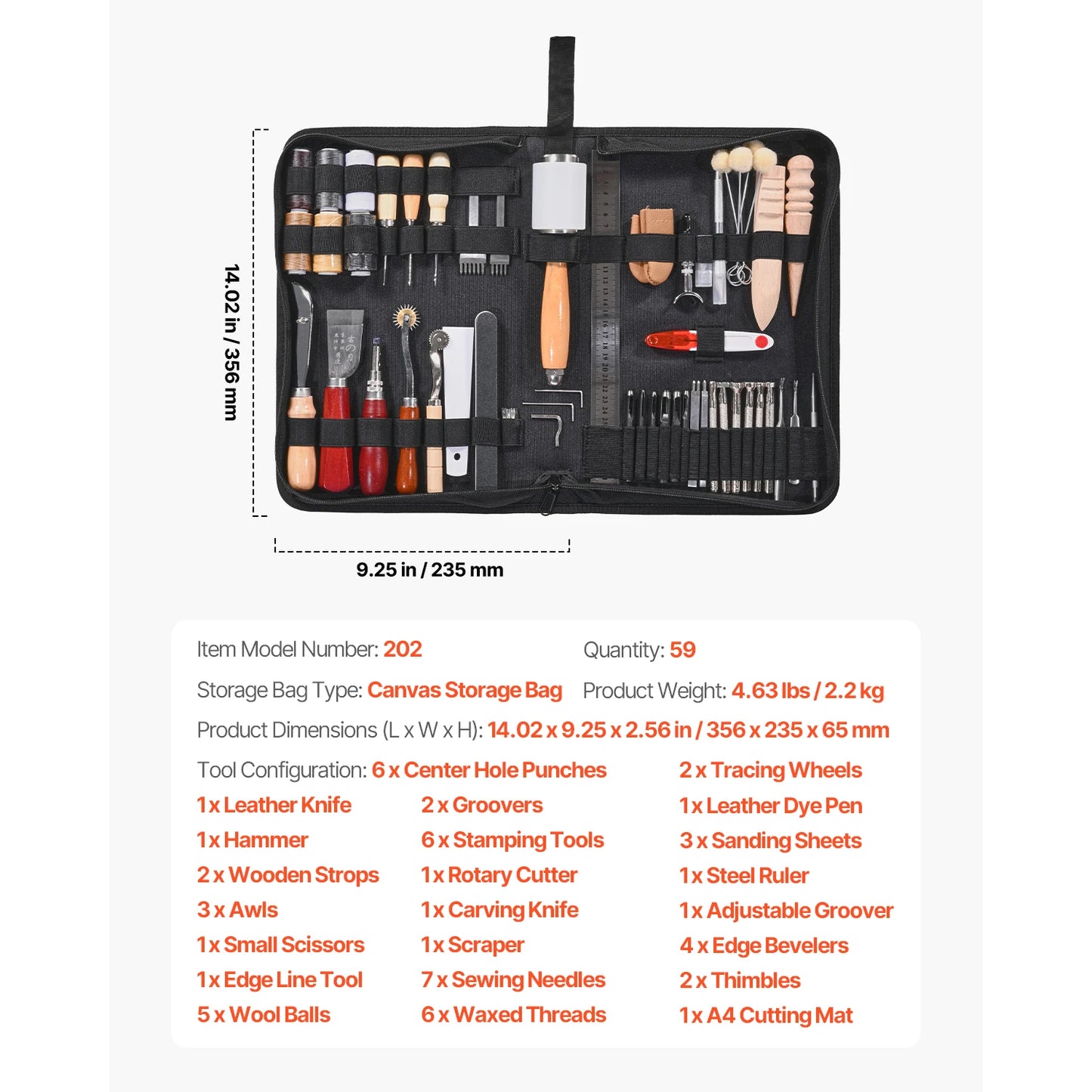 SucceBuy Leather Working Tools Kit 38/59/61/72/92 Piece Set