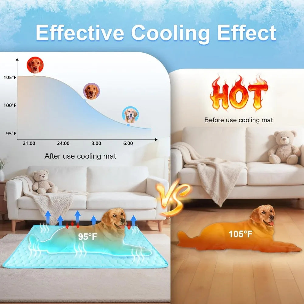 Dog Cooling Mat Waterproof Reversible Ice Silk Thick Durable