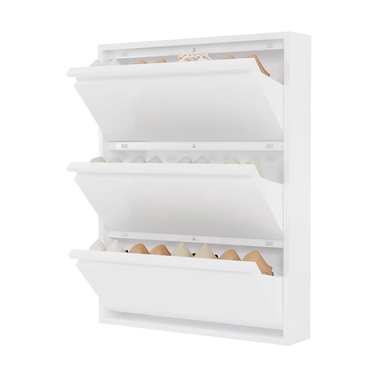 HiMISS Slim Metal Entryway Shoe Cabinet With Three Drawers