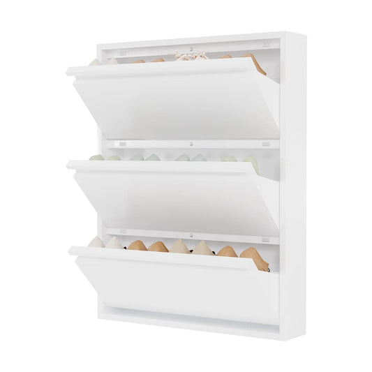 HiMISS Slim Metal Entryway Shoe Cabinet With Three Drawers