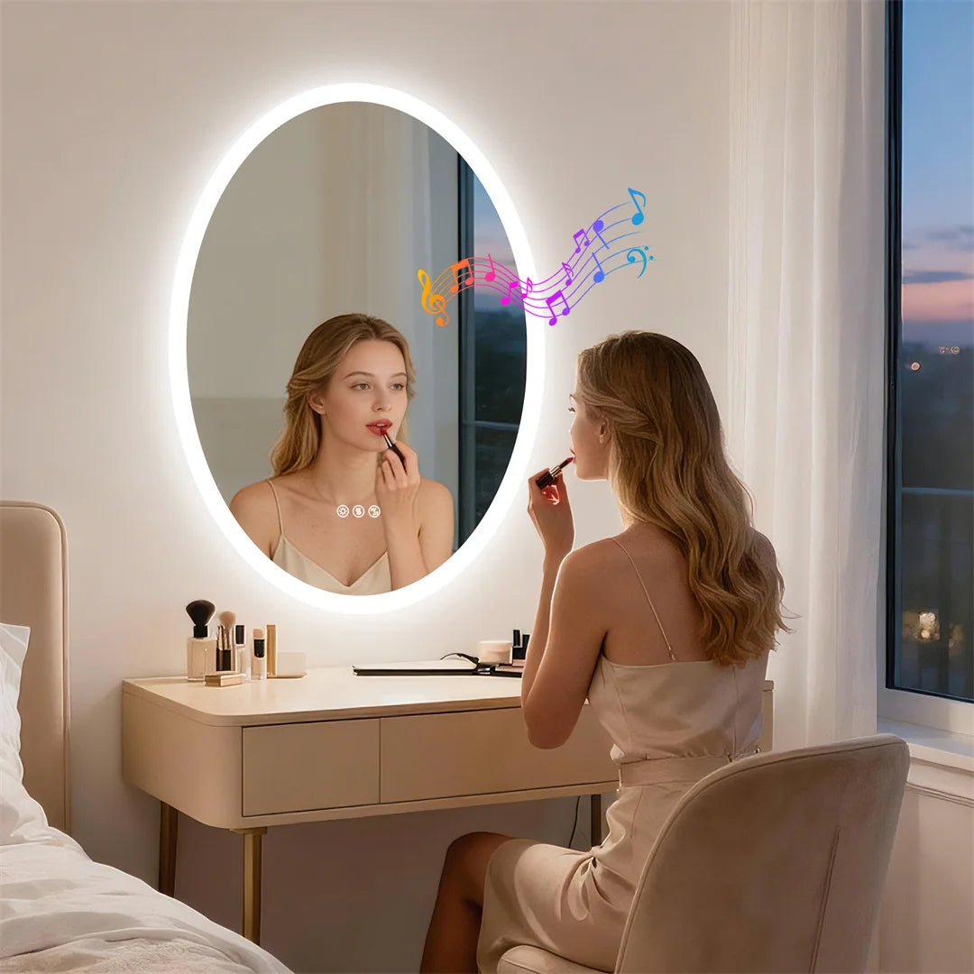 LUVODI Bluetooth LED Bathroom Mirror With Fogless Smart Memory Dimming