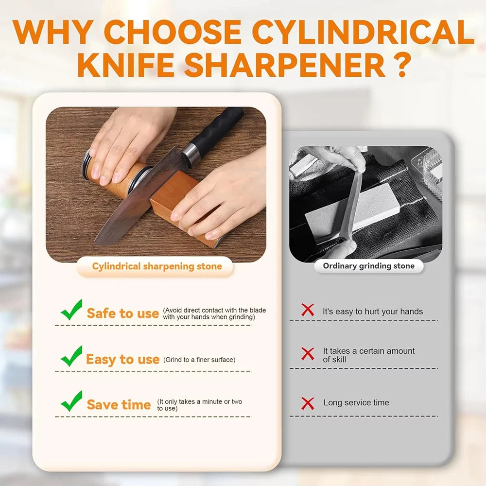 Rolling Knife Sharpener Double Sided Sharpening Stone 15 To 20 Deg Magnetic