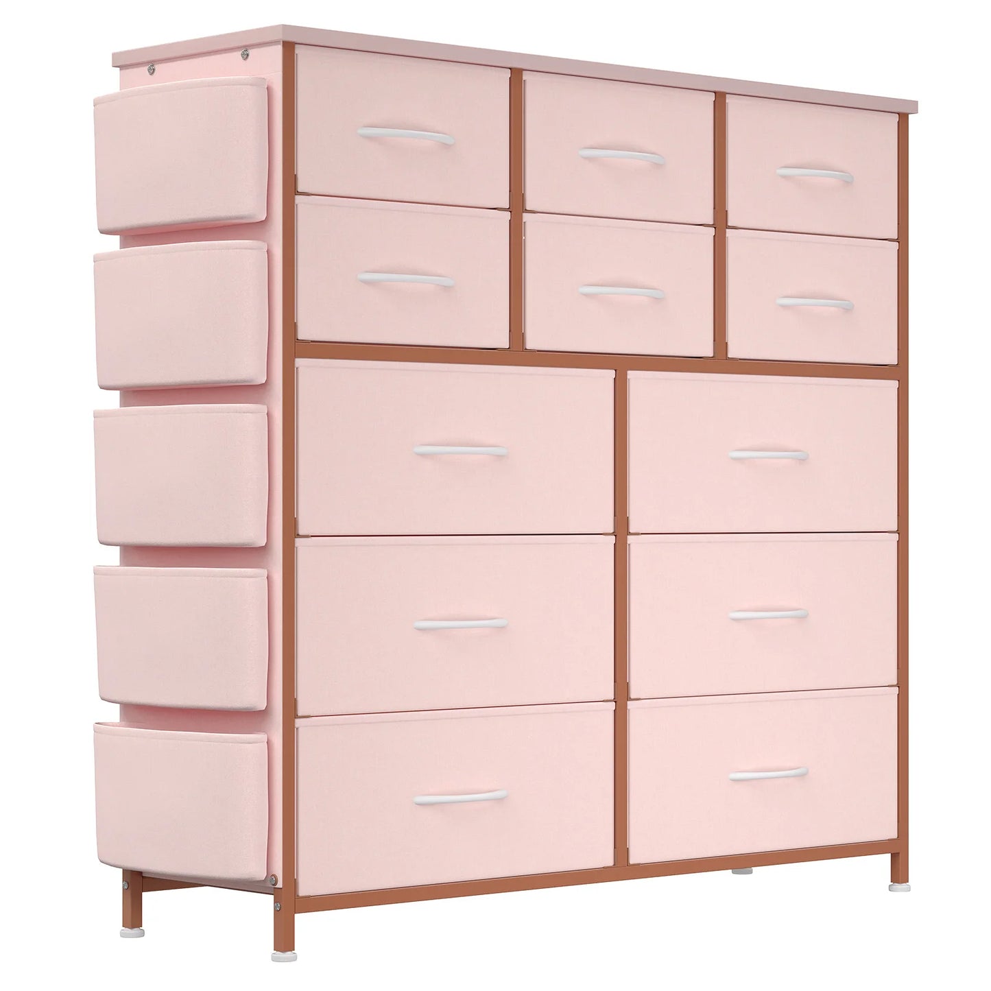 HiMiss 12 Drawer Bedroom Dresser With Metal Frame Top