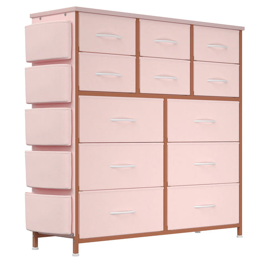 HiMiss 12 Drawer Bedroom Dresser With Metal Frame Top