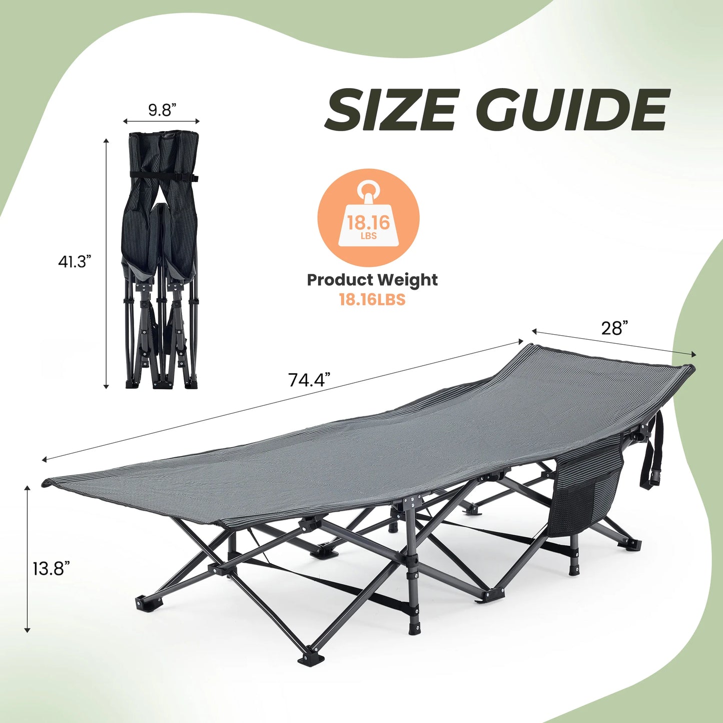 JHK Outdoor Folding Camping Lounge Chair With Portable Comfort