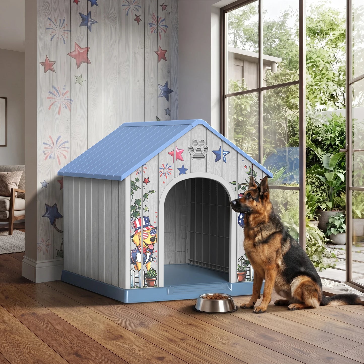Weatherproof Plastic Outdoor Dog House With Spacious Interior