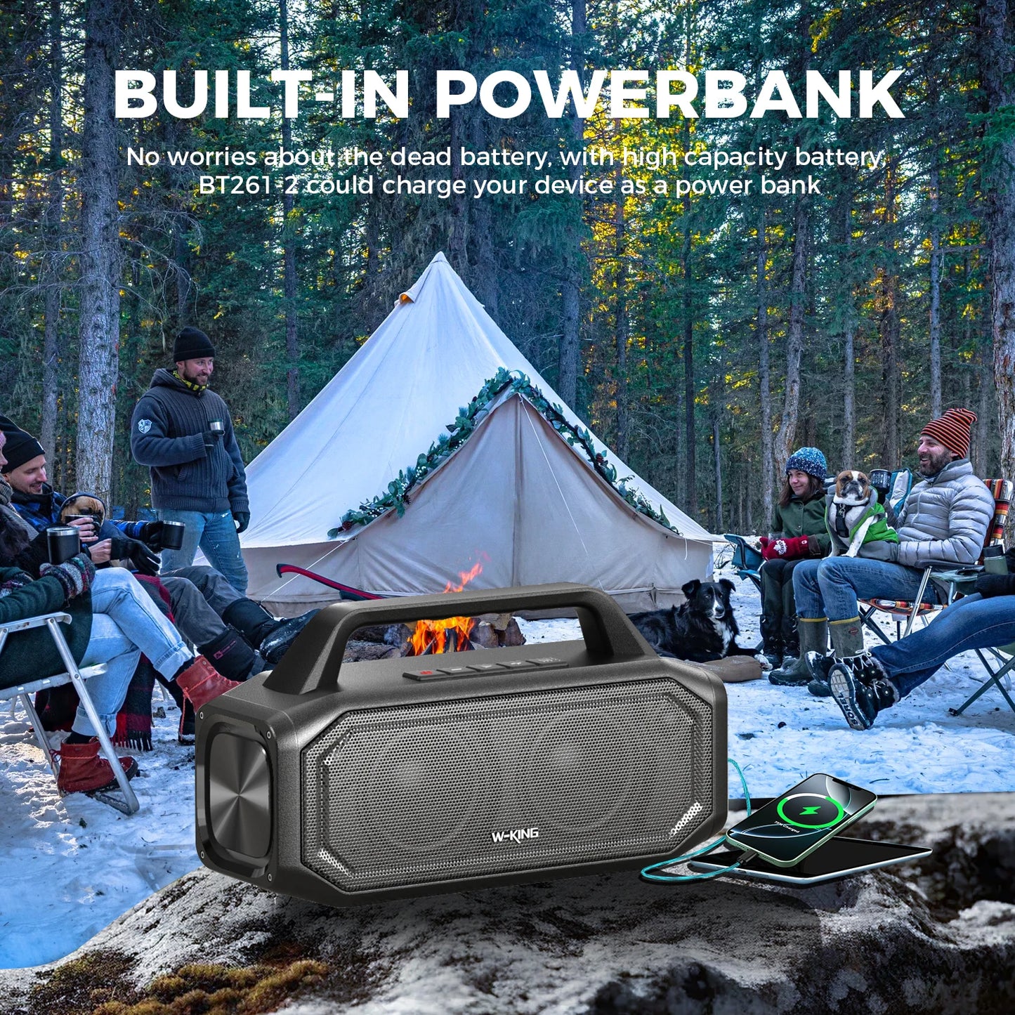 W-KING BT261-2 80W Bluetooth Wireless Portable Outdoor Speaker