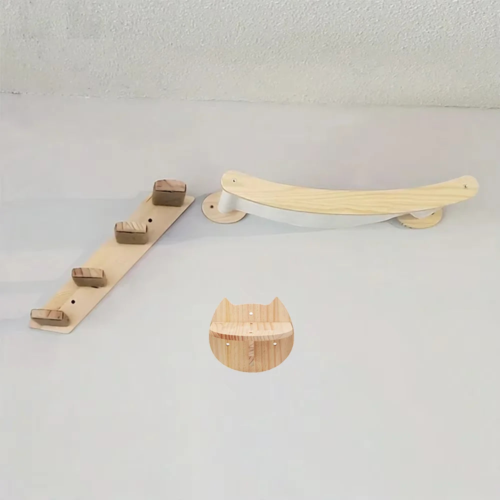 CWV Cat Wall Mounted Hammock And Stairway Climbing Shelf