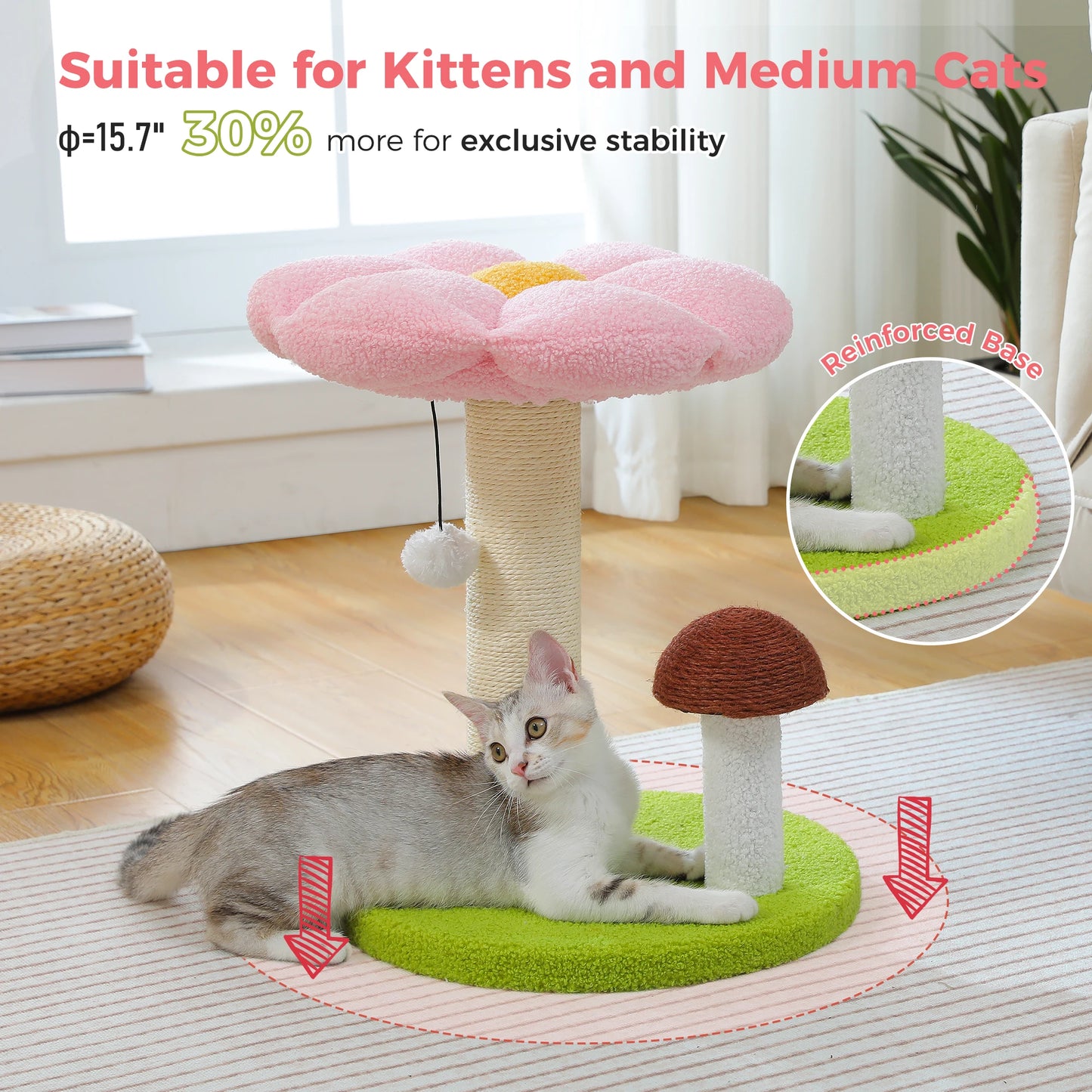 PAWZ Road Cat Scratching Post With Flower Bed Toy Ball