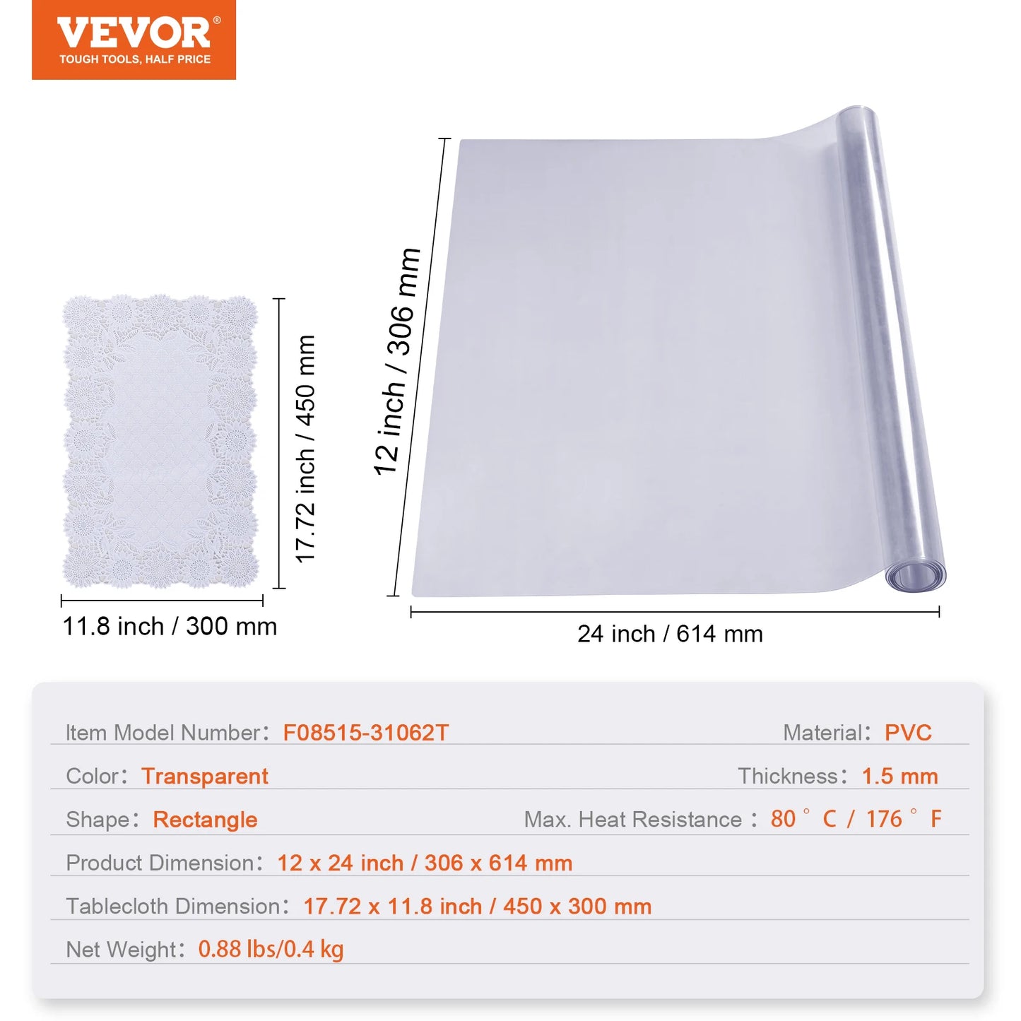 Transparent PVC Tablecloth Waterproof Oil Proof Protector For Tables