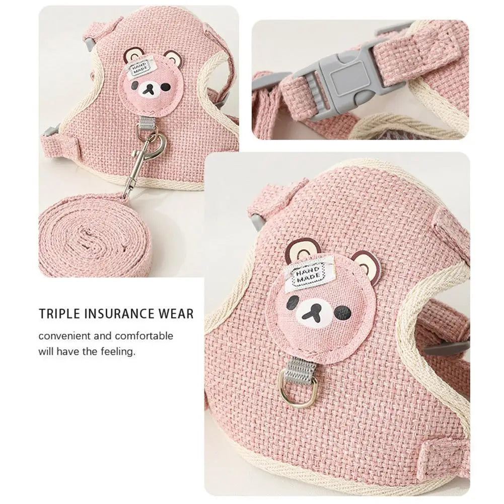Pet Harness Leash Set Adjustable Breathable Vest For Small Pets