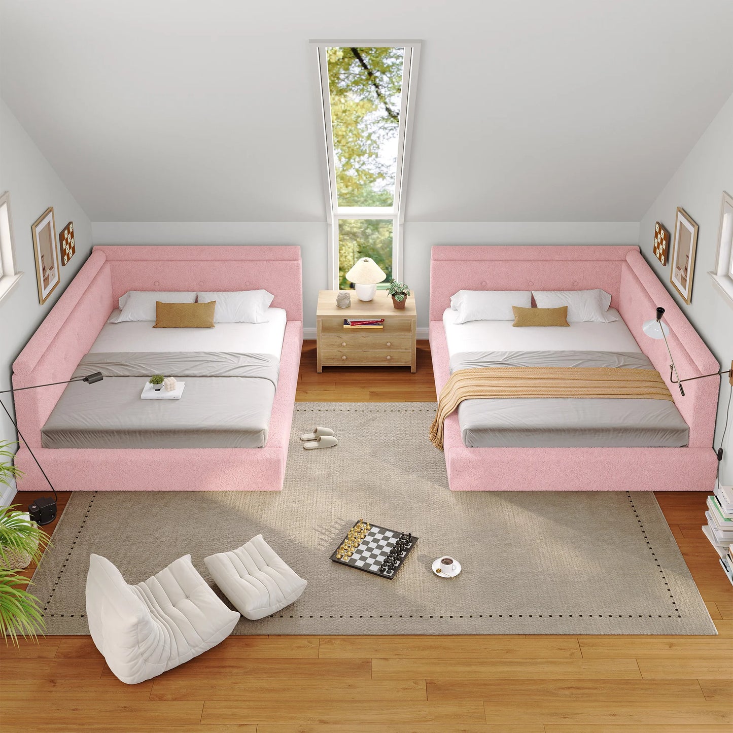 EnHomee L Shaped Cloud Bed Frame Anti Collision Foam Padding