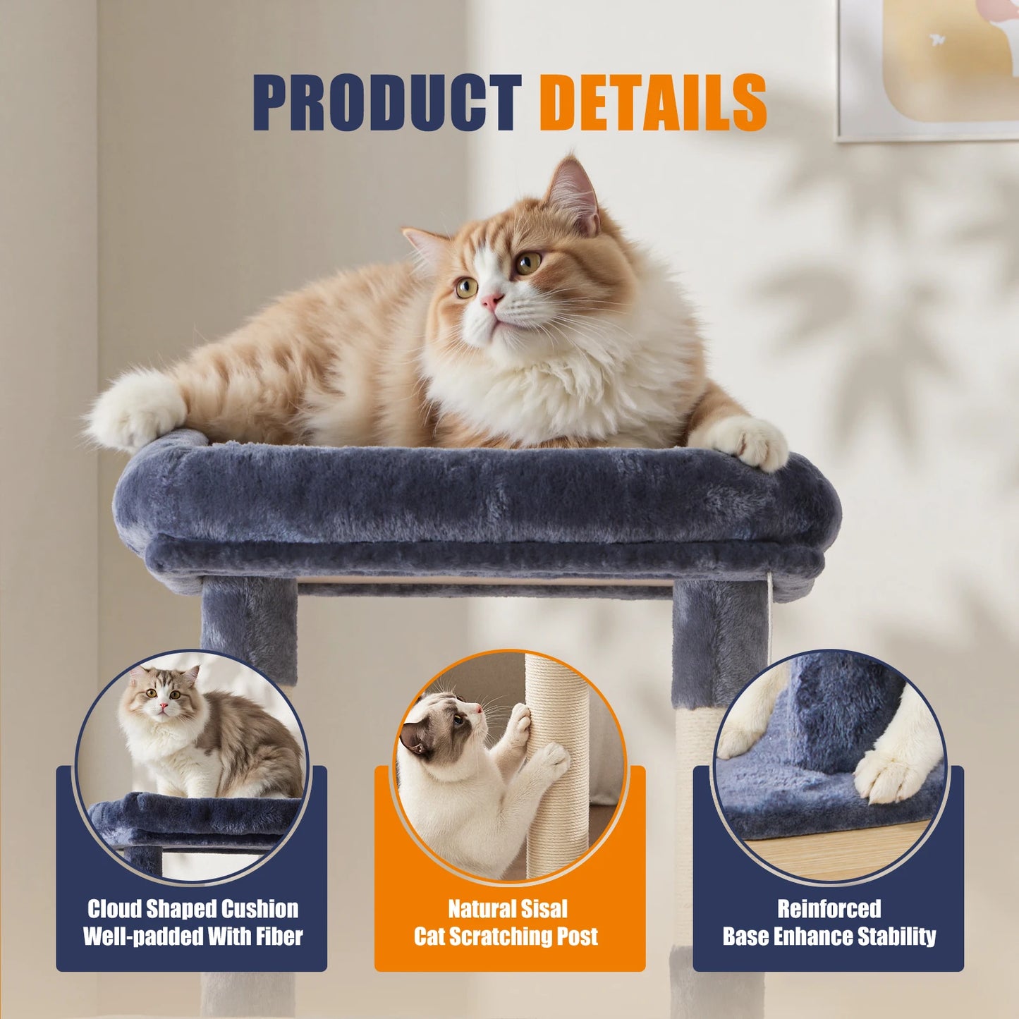 JHK Multi Level Cat Tree With Sisal Scratching Posts