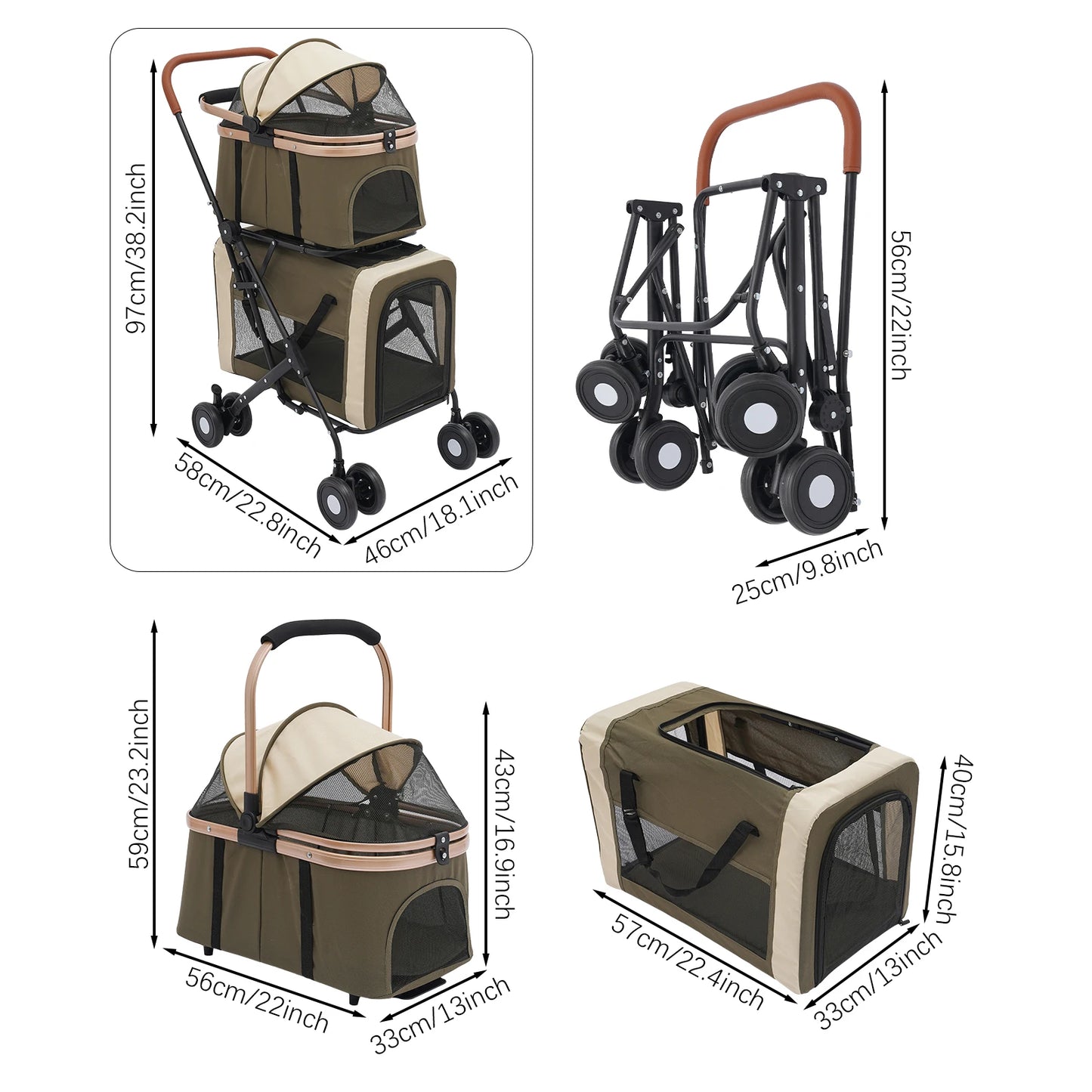 Bymaocar Foldable Pet Stroller For Small And Medium Pets Travel Ready