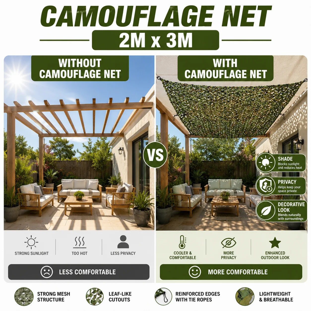 Durable Camouflage Netting For Hunting Sunshade And Outdoor Privacy Screen