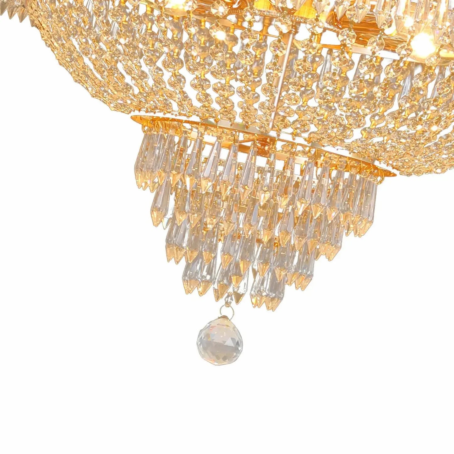 Luxury Crystal Chandelier, Modern Gold French Empire Crystal Ceiling Chandelier LED Ceiling Light Fixture Lamp for Living room