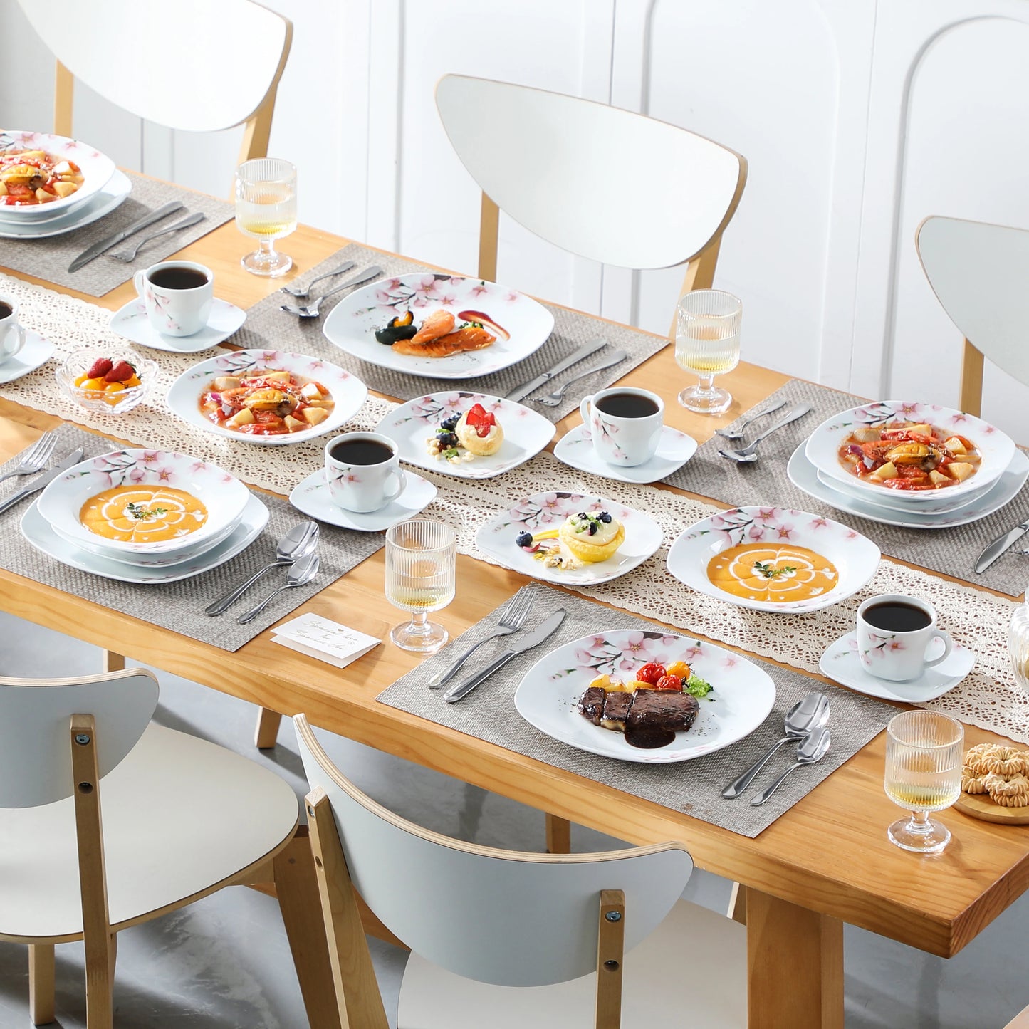 Malacasa Floral Porcelain Dinnerware Set Service For Six