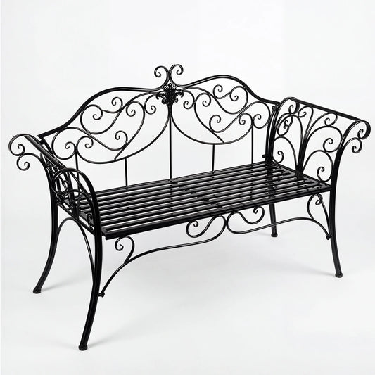 Decorative Wrought Iron Two Seater Outdoor Garden Bench For Patio