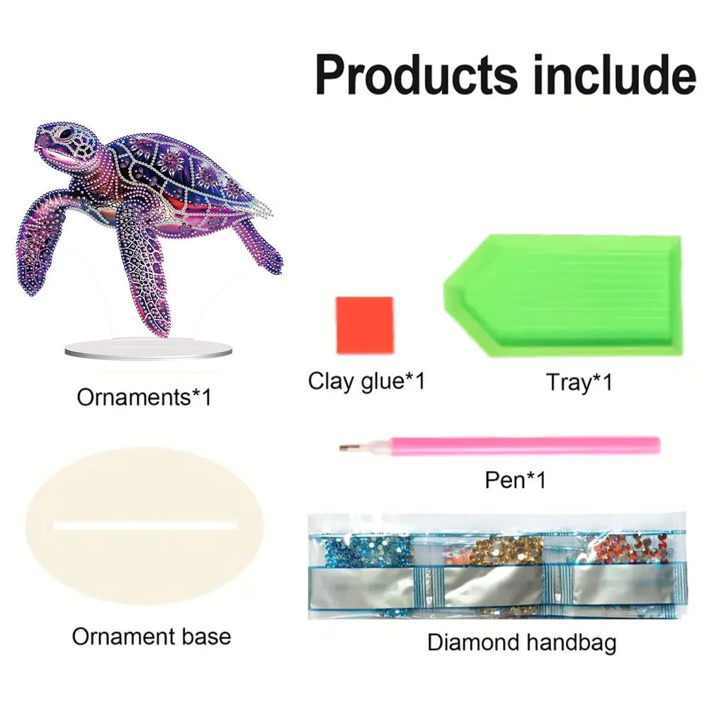 ALLOYSEED 5D DIY Diamond Art Sea Turtle Tabletop Decorations